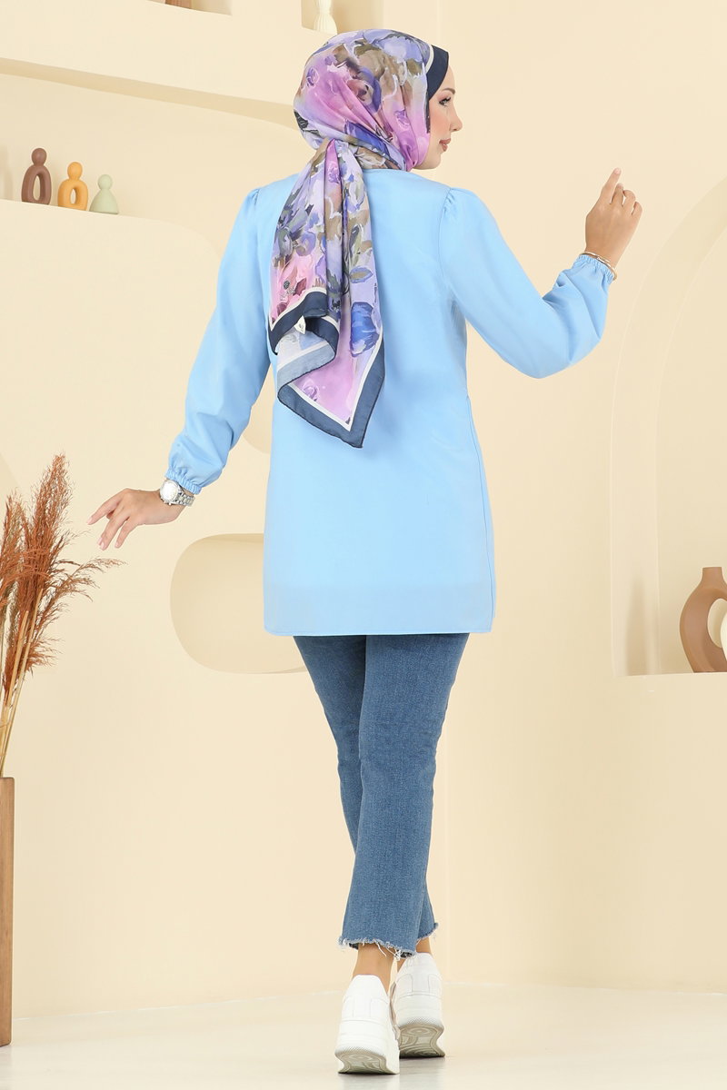 Bağcık Detaylı Poplin Tunik 287ASN888 görsel 4