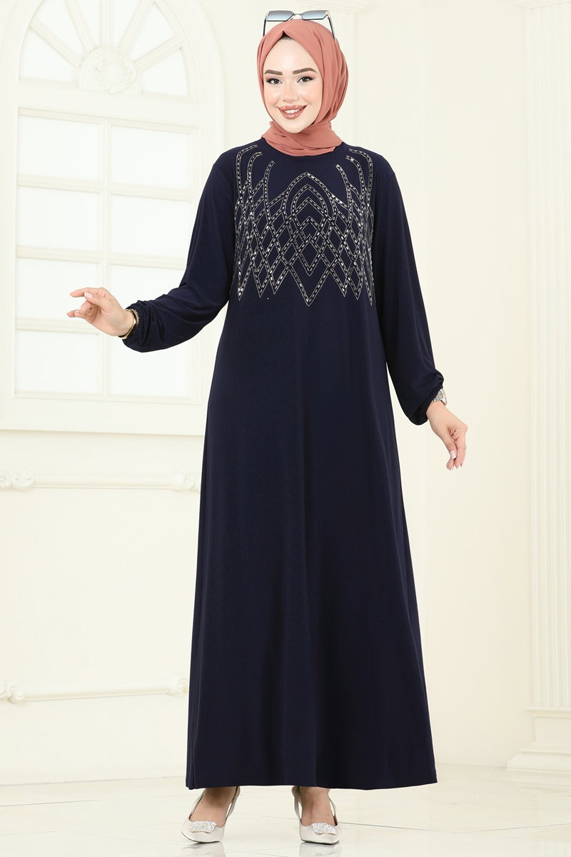 Önü Taşlı Şık Elbise 3401UZ662 görsel 3