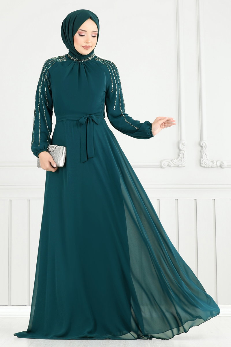 Kolları Taş Detaylı Abiye 2420ANT466