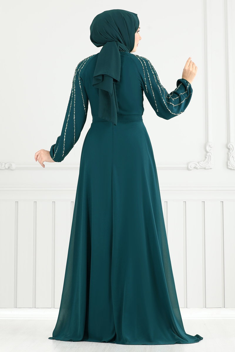 Kolları Taş Detaylı Abiye 2420ANT466 görsel 5