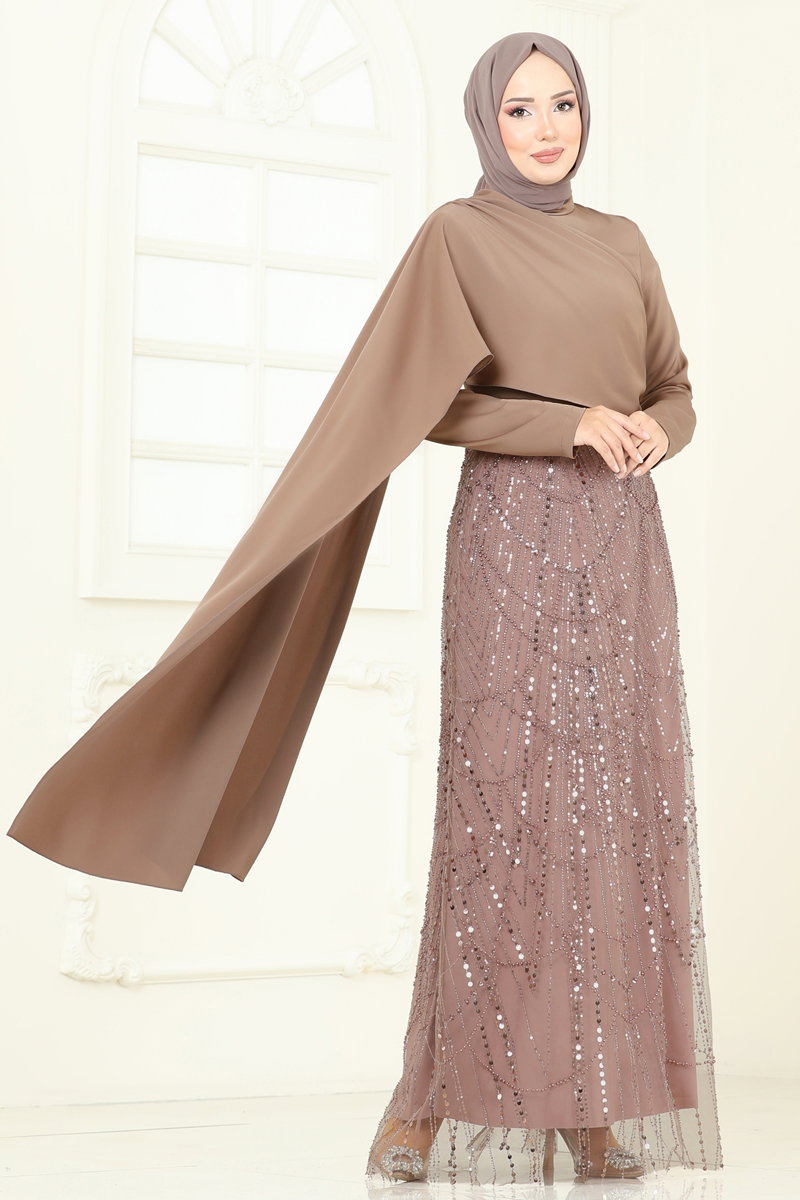 Önü Drape Detaylı Abiye 5700EDF311 görsel 4