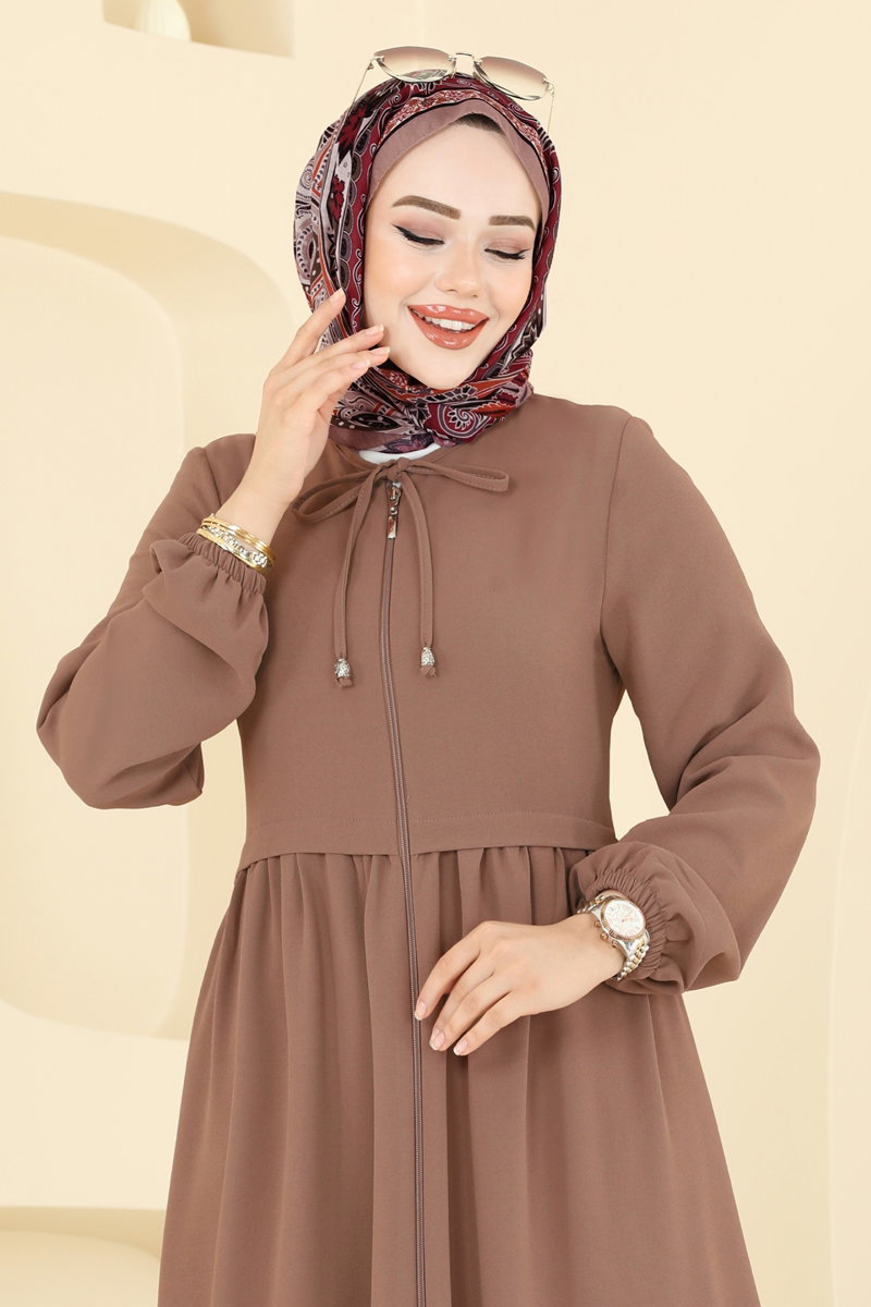 Yakası Bağcıklı Krep Ferace 0050BG354 görsel 4
