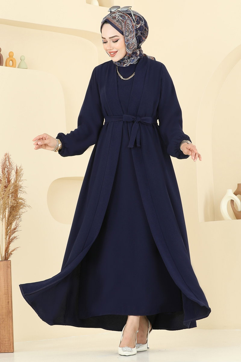 Beli Kuşaklı Elbise Takım 0347BG354 görsel 3
