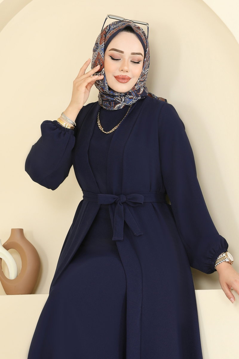 Beli Kuşaklı Elbise Takım 0347BG354 görsel 5