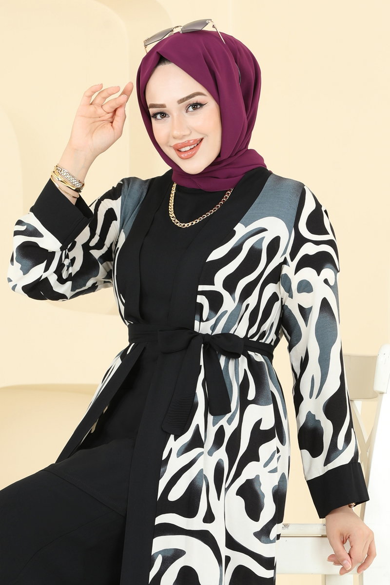 Desenli Üçlü Viskon Takım 0345BG354 görsel 4
