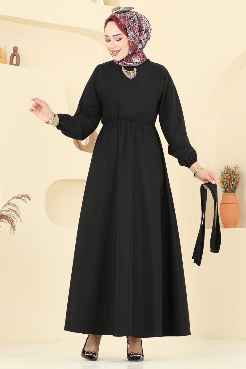 Beli Bağcıklı Terikoton Elbise 4116PM271 görsel 3