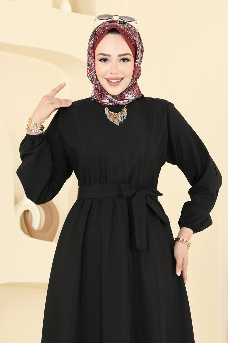 Beli Bağcıklı Terikoton Elbise 4116PM271 görsel 4