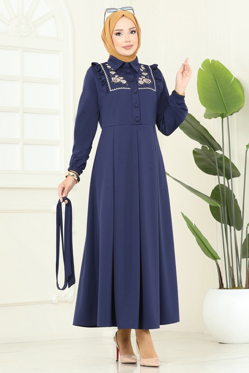 Çiçek Nakışlı Dabıl Elbise 2725SL432 görsel 3