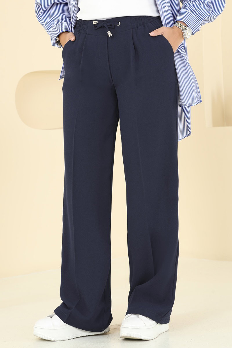 Beli Lastikli Krep Pantolon 8119AB368 görsel 4
