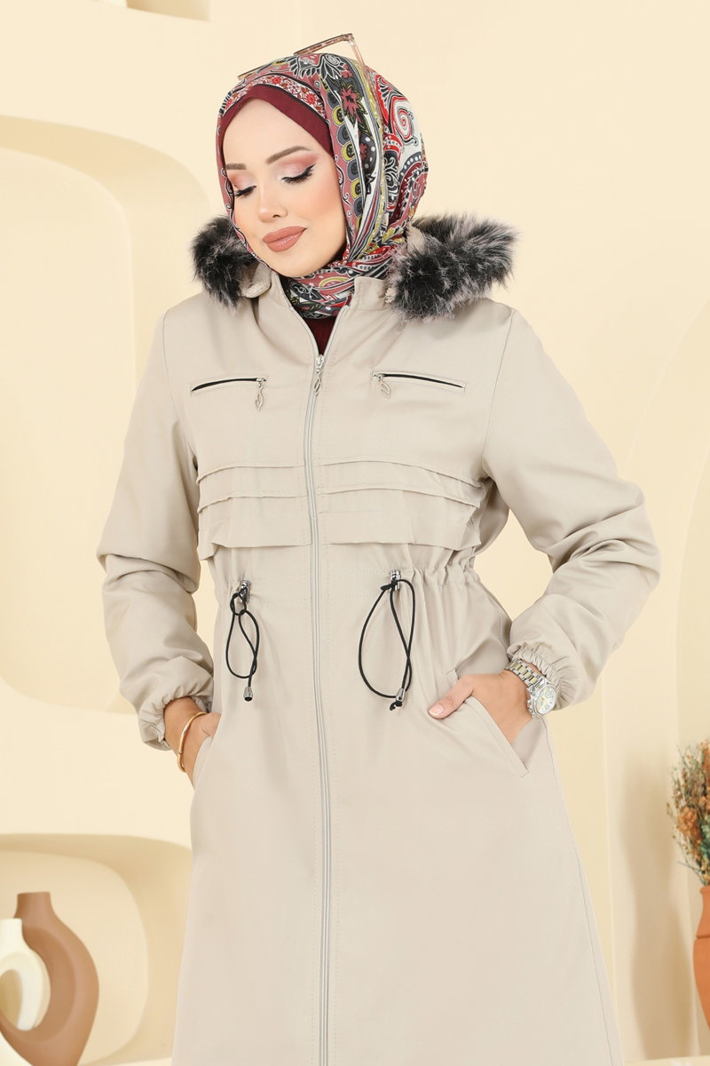 Beli Tünelli Kürklü Kaban 2814MSA980 görsel 6