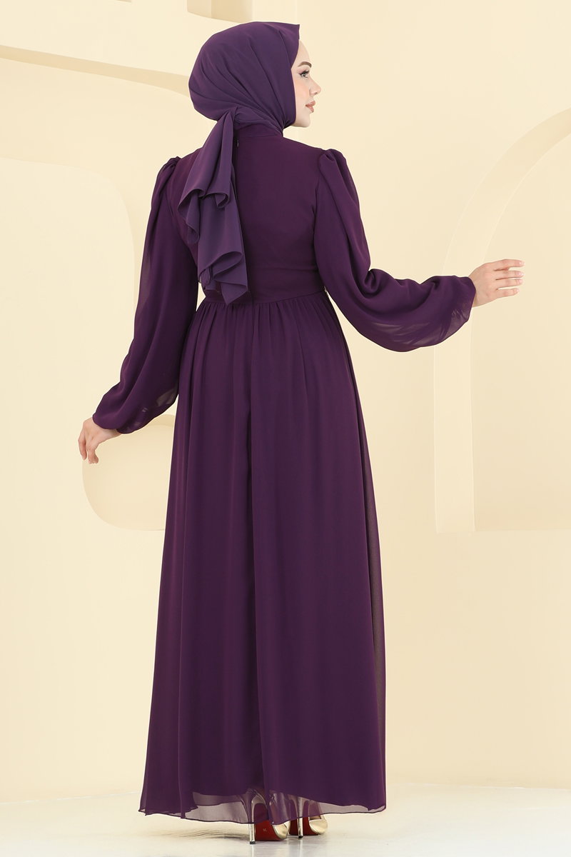 Beli Güpürlü Şifon Abiye 8115AB368 görsel 6