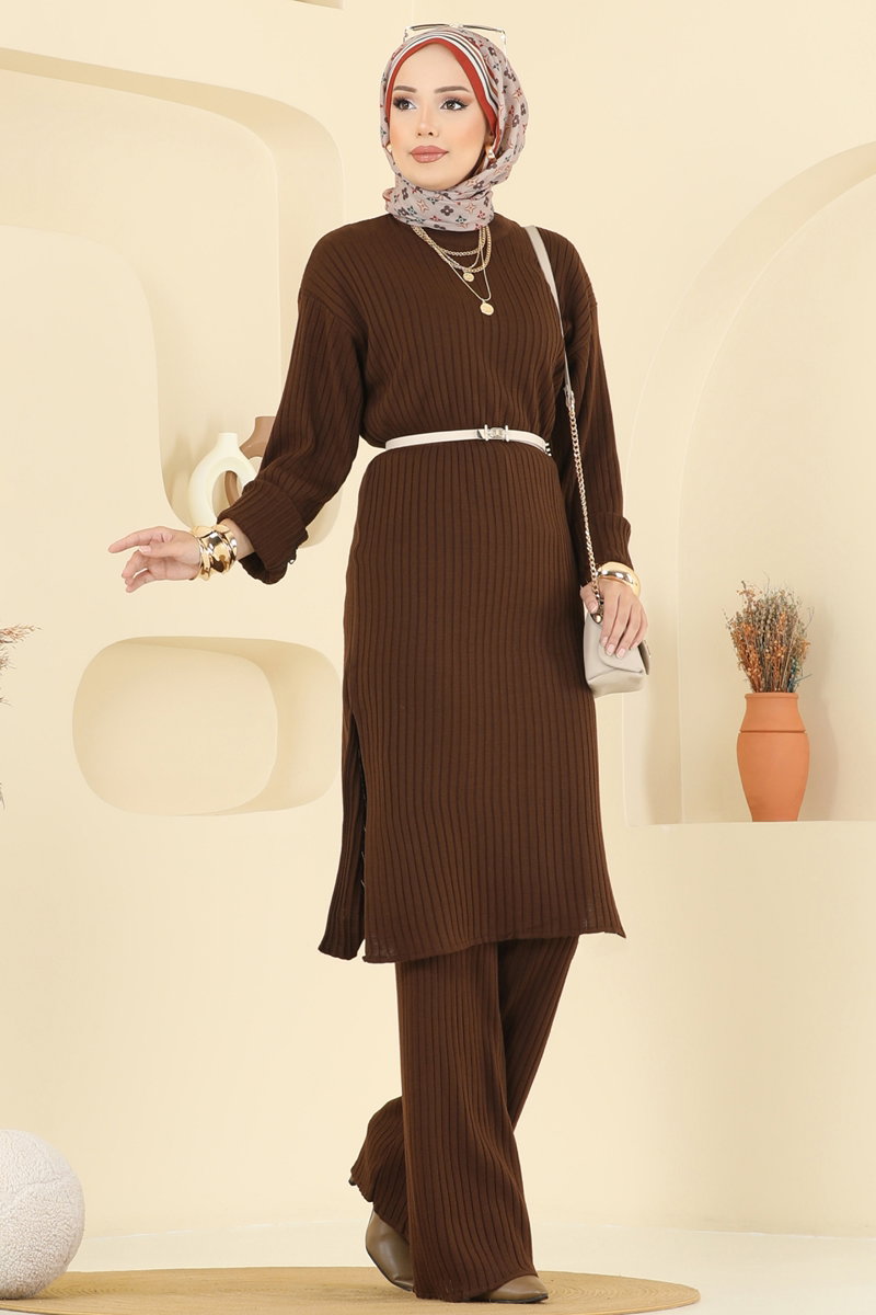 Yandan Yırtmaçlı Triko Takım 1020KLB1050 görsel 3