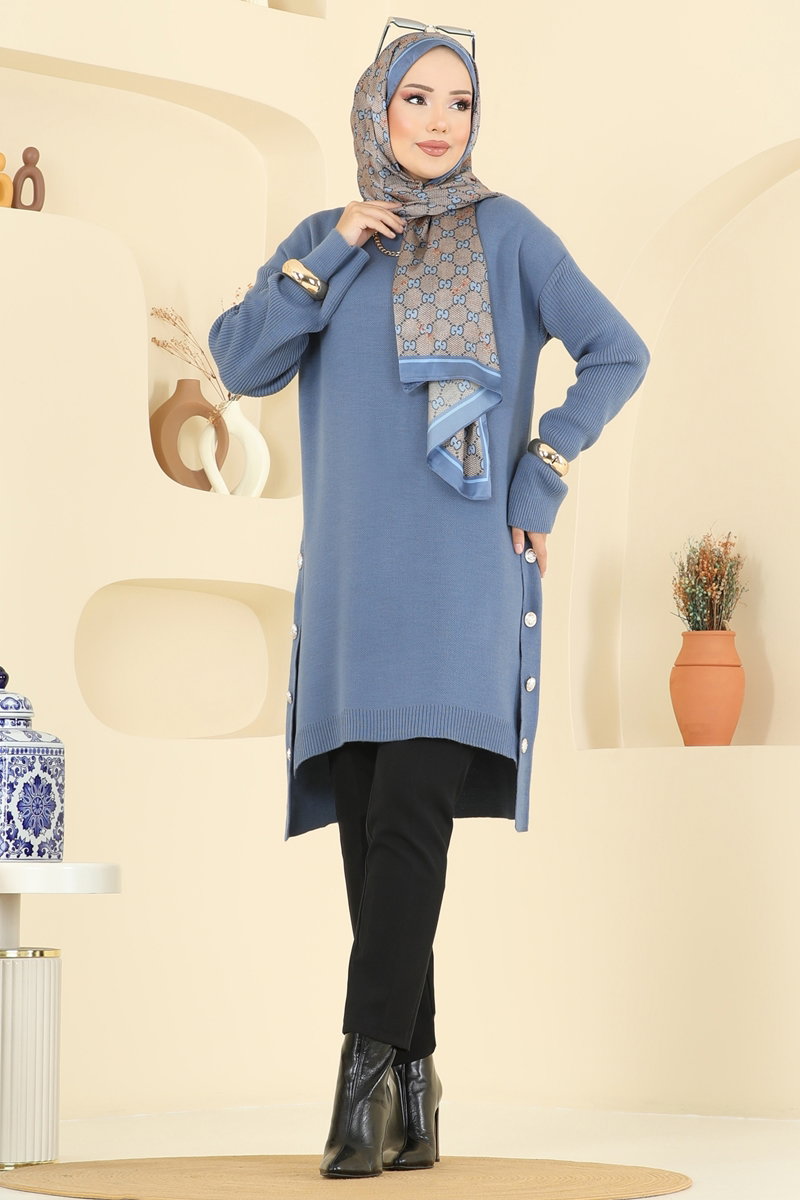 Düğme Detay Yırtmaçlı Tunik 2716AYD574 görsel 3