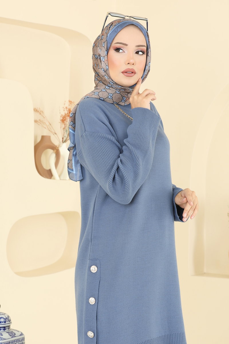 Düğme Detay Yırtmaçlı Tunik 2716AYD574 görsel 4