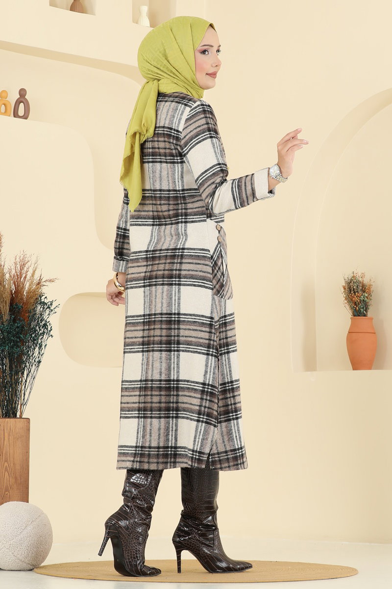 Aksesuar Düğmeli Ekose Tunik 6899S324 görsel 4