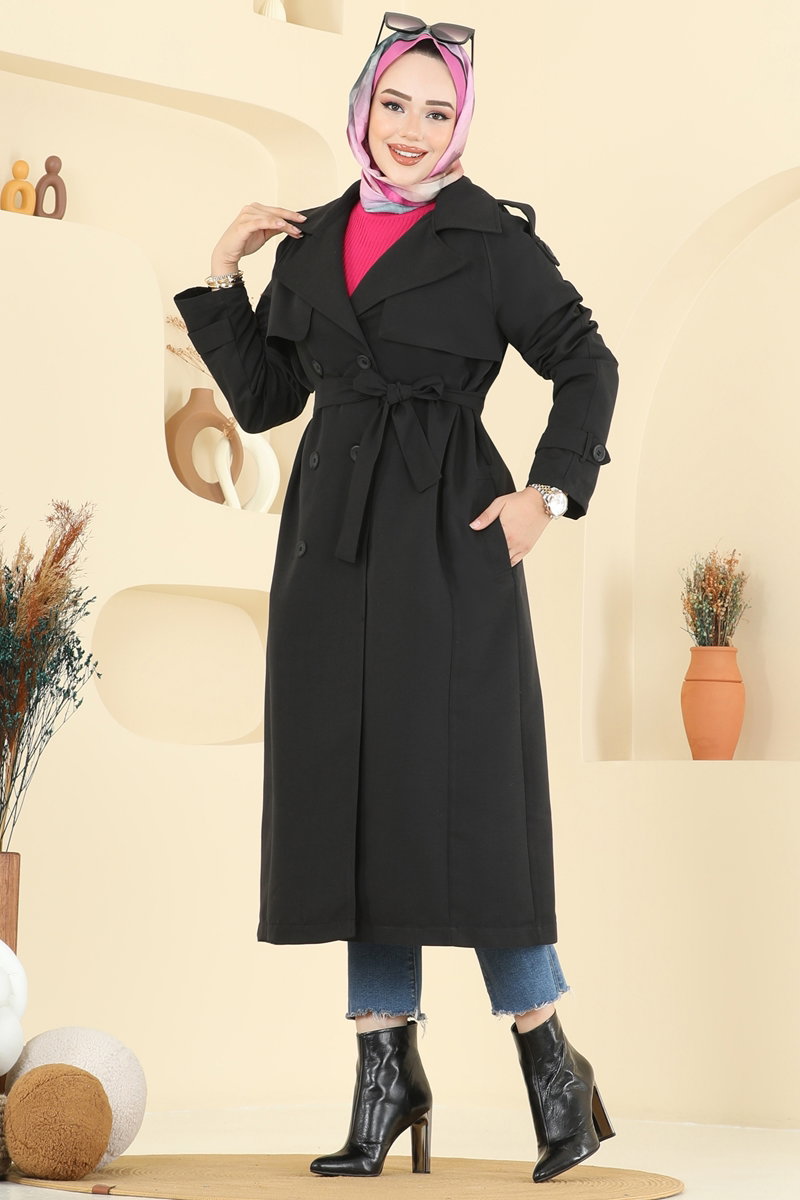 Beli Kuşaklı Cepli Trençkot 6248BSK463 görsel 3