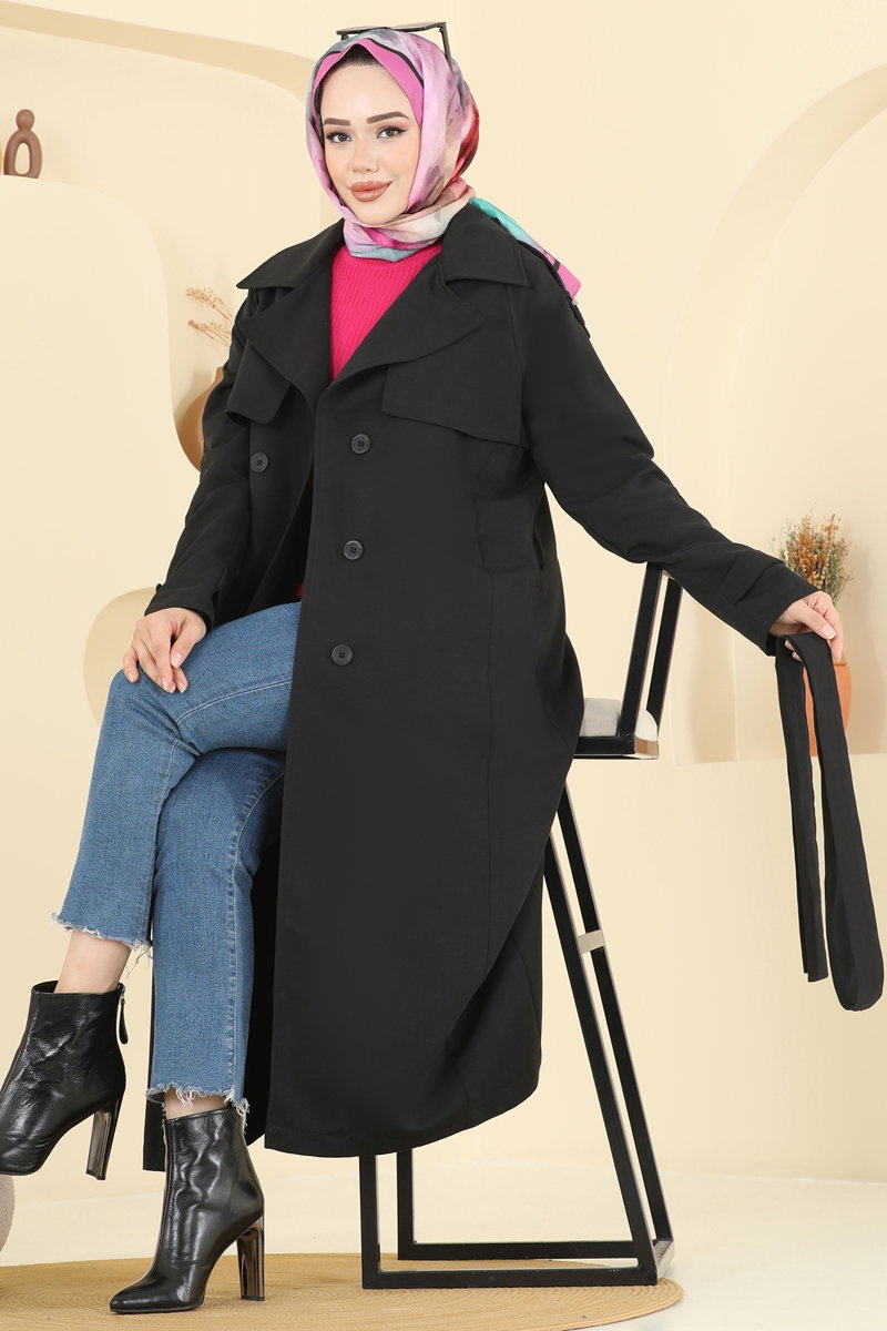 Beli Kuşaklı Cepli Trençkot 6248BSK463