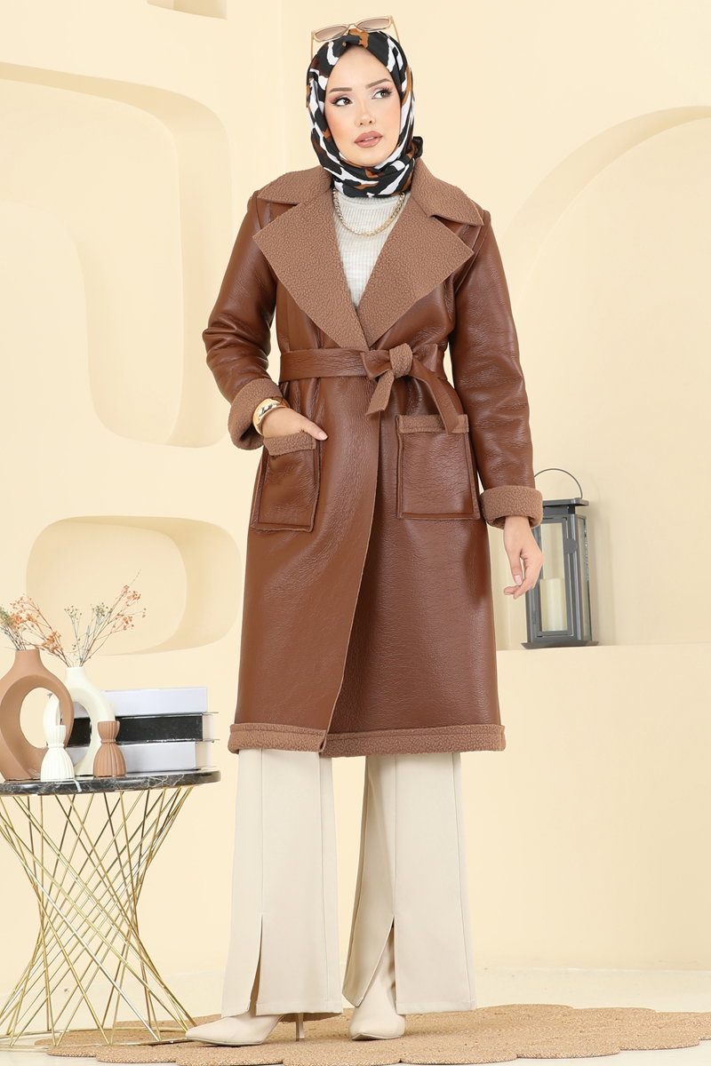 İçi Kürklü Deri Kaban 6239BSK463 görsel 3