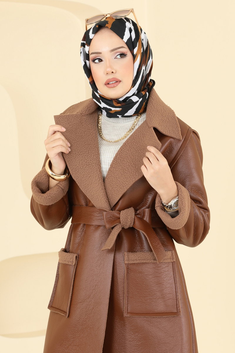 İçi Kürklü Deri Kaban 6239BSK463 görsel 5