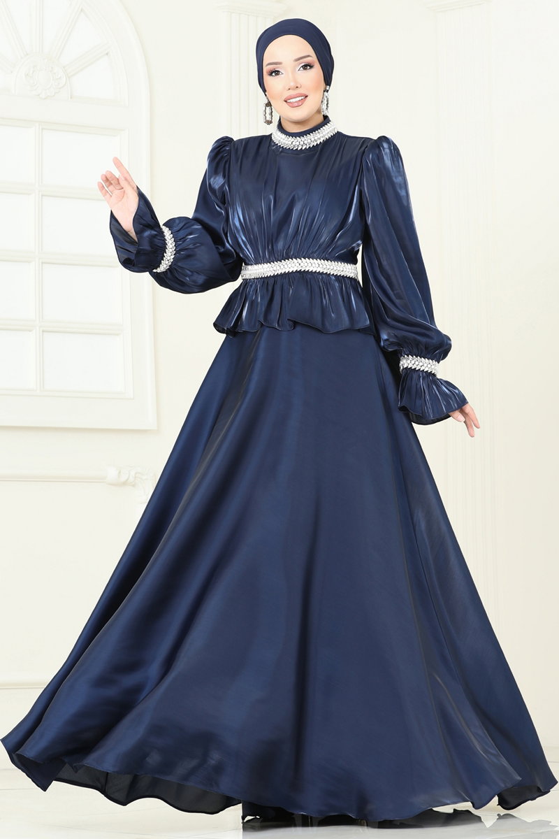 SUAL Taş İşlemeli Organze Abiye 6324LPN858 görsel 3