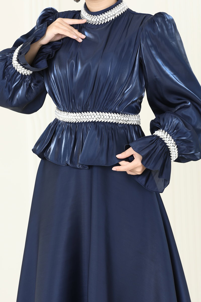 SUAL Taş İşlemeli Organze Abiye 6324LPN858 görsel 5