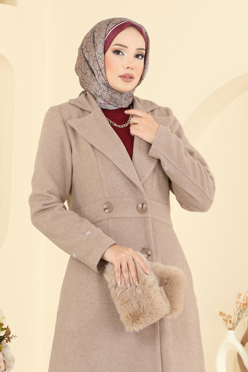 Manşeti Kürk Detaylı Kaban 8130AB368 görsel 4