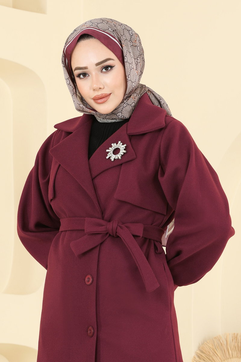 Kruvaze Yaka Kaşe Kaban 6253BSK463 görsel 3