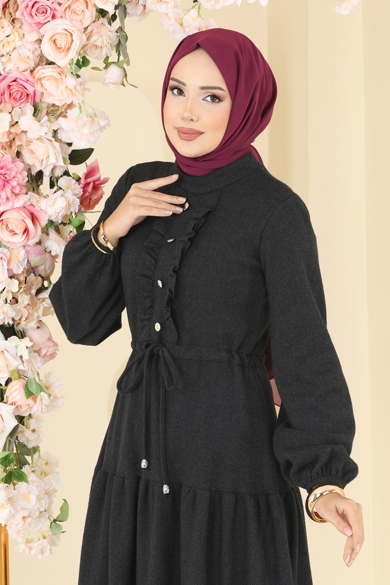 Fırfır Detay Beli Tünelli Elbise 24004UKB139 görsel 3