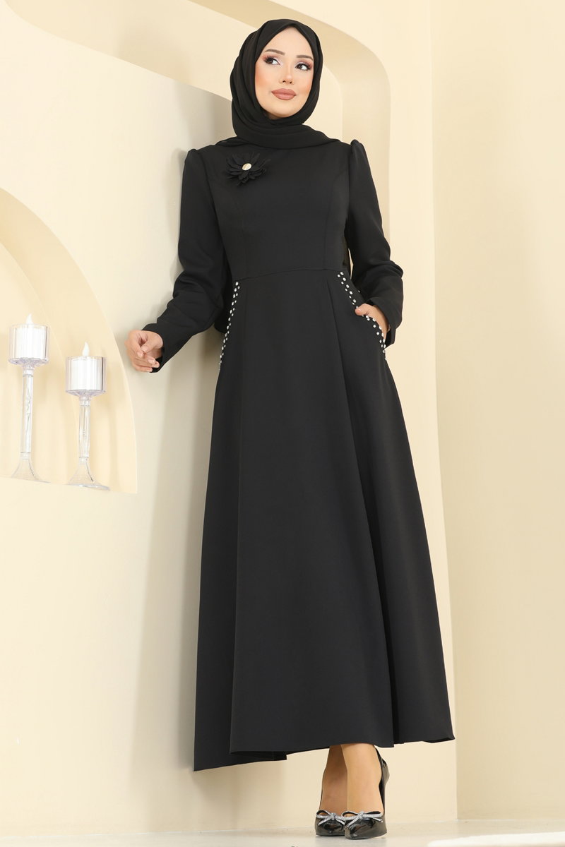 Taş Detay Çiçek Aksesuarlı Elbise 2741SL432
