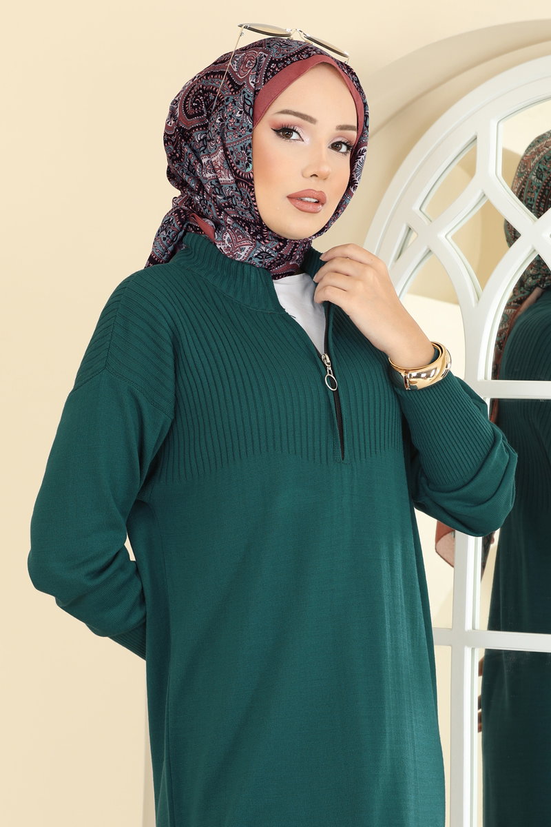 Yarım Fermuarlı Triko Elbise 2736AYD574 görsel 3