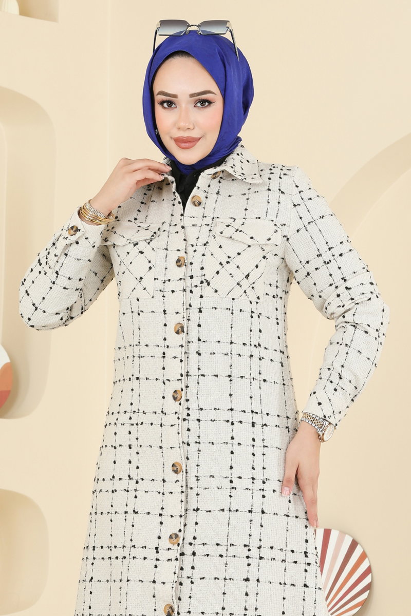 Önden Düğmeli Tüvit Tunik 9052S324 görsel 3