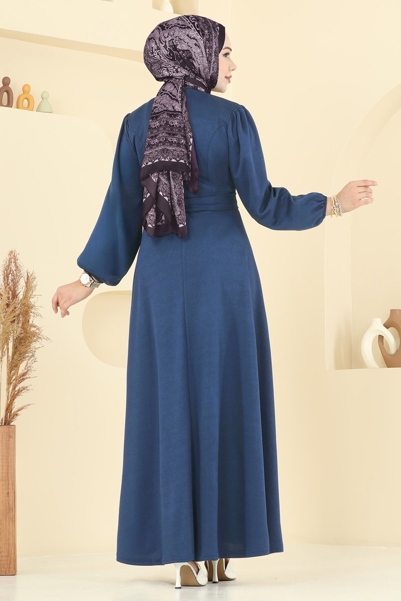 Beli Kuşaklı Elbise 25029UKB139 görsel 5