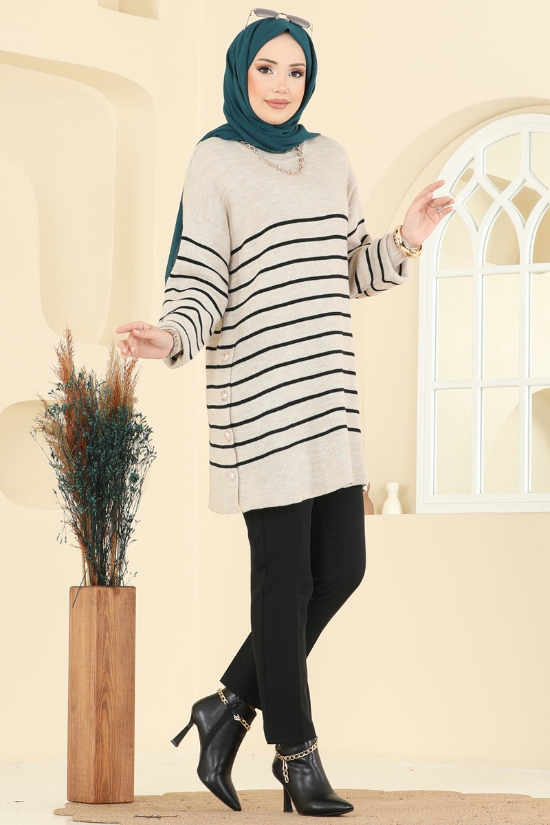 Tuniği Çizgili Triko Tunik 2751AYD574 görsel 3