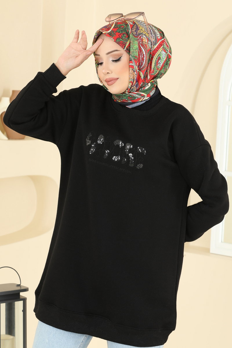 Yazı Detaylı Üç İplik Tunik 5279TEG847 görsel 3