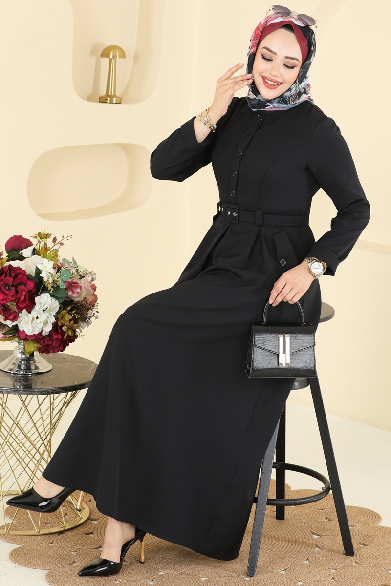 Kaplama Kemerli Dabıl Elbise 2749SL432