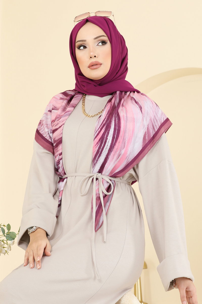 Manşeti Katlı Modal Elbise 21182MPR1163 görsel 3