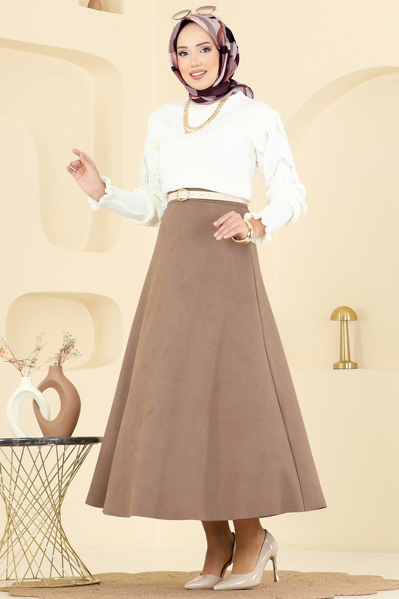 Beli Lastikli Süet Etek 3228HBS856