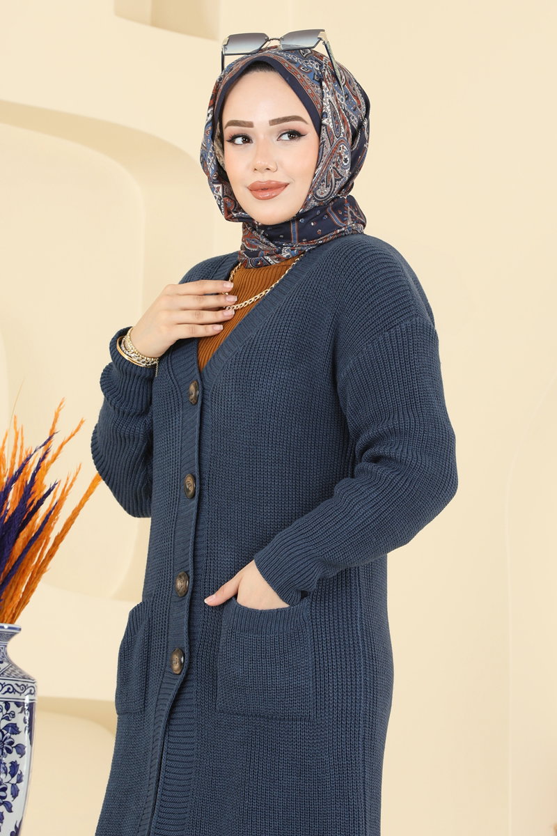 Düğme Detaylı Triko Hırka 2892BRZ597 görsel 3