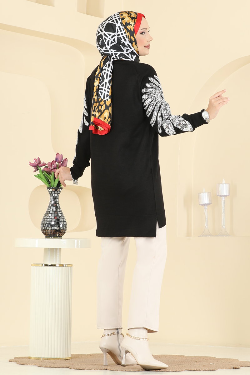 Kolları İşlemeli Triko Tunik 2494UZ662 görsel 4