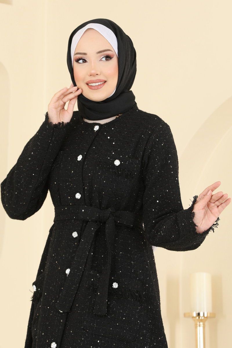 Gümüş Düğmeli Tüvit Elbise 2761SL432 görsel 3