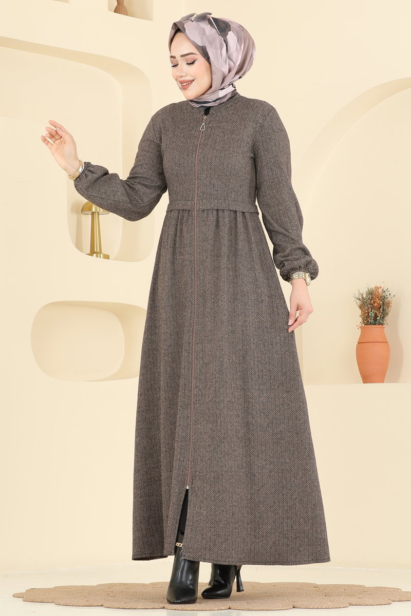 Beli Dikişli Balıksırtı Ferace 24083UKBK1160