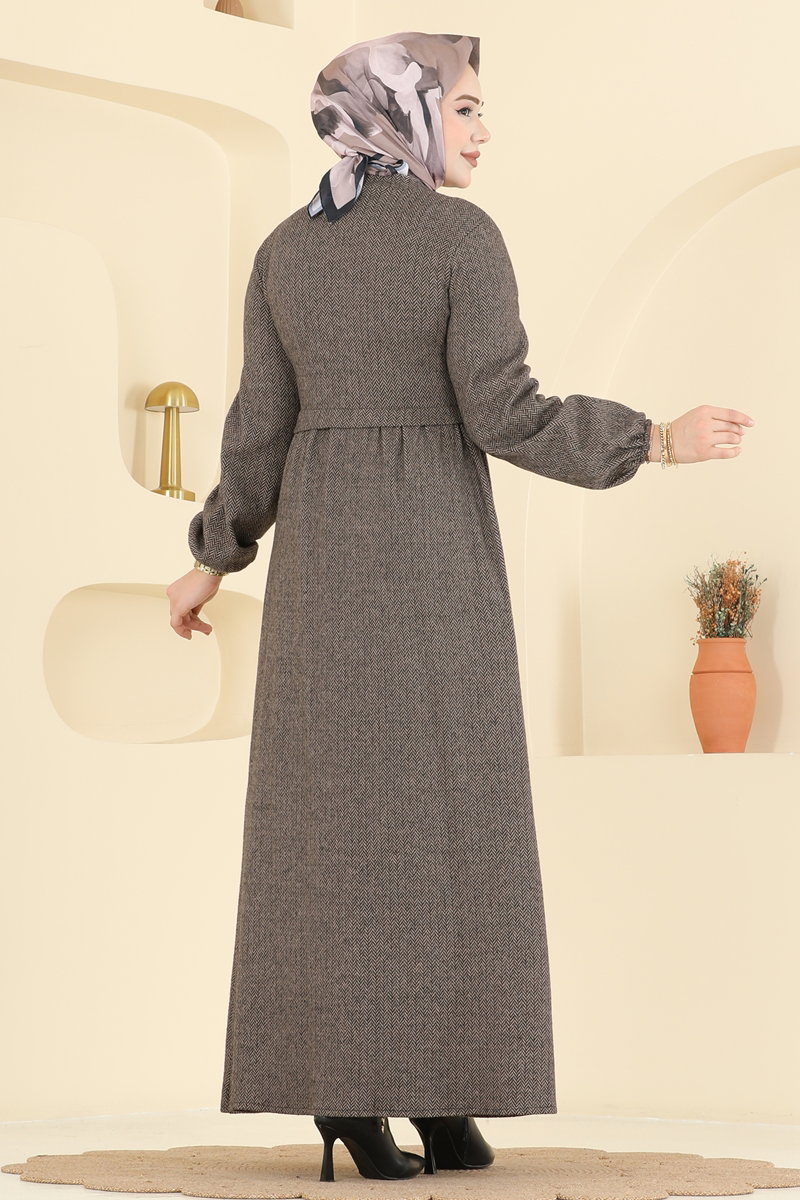 Beli Dikişli Balıksırtı Ferace 24083UKBK1160 görsel 4