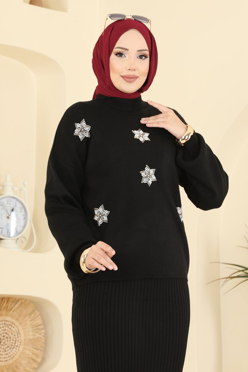 Yarım Boğaz Elbiseli Takım 1009MT581 görsel 3