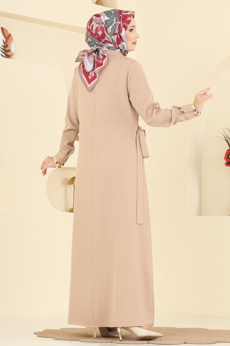 Yandan Bağcıklı Dabıl Elbise PL9190 görsel 4