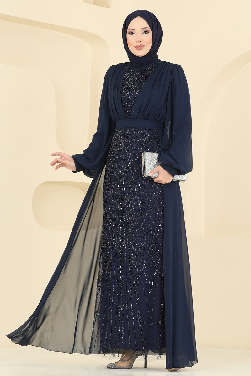 Drape Detaylı Boncuklu Abiye 5725EDF311
