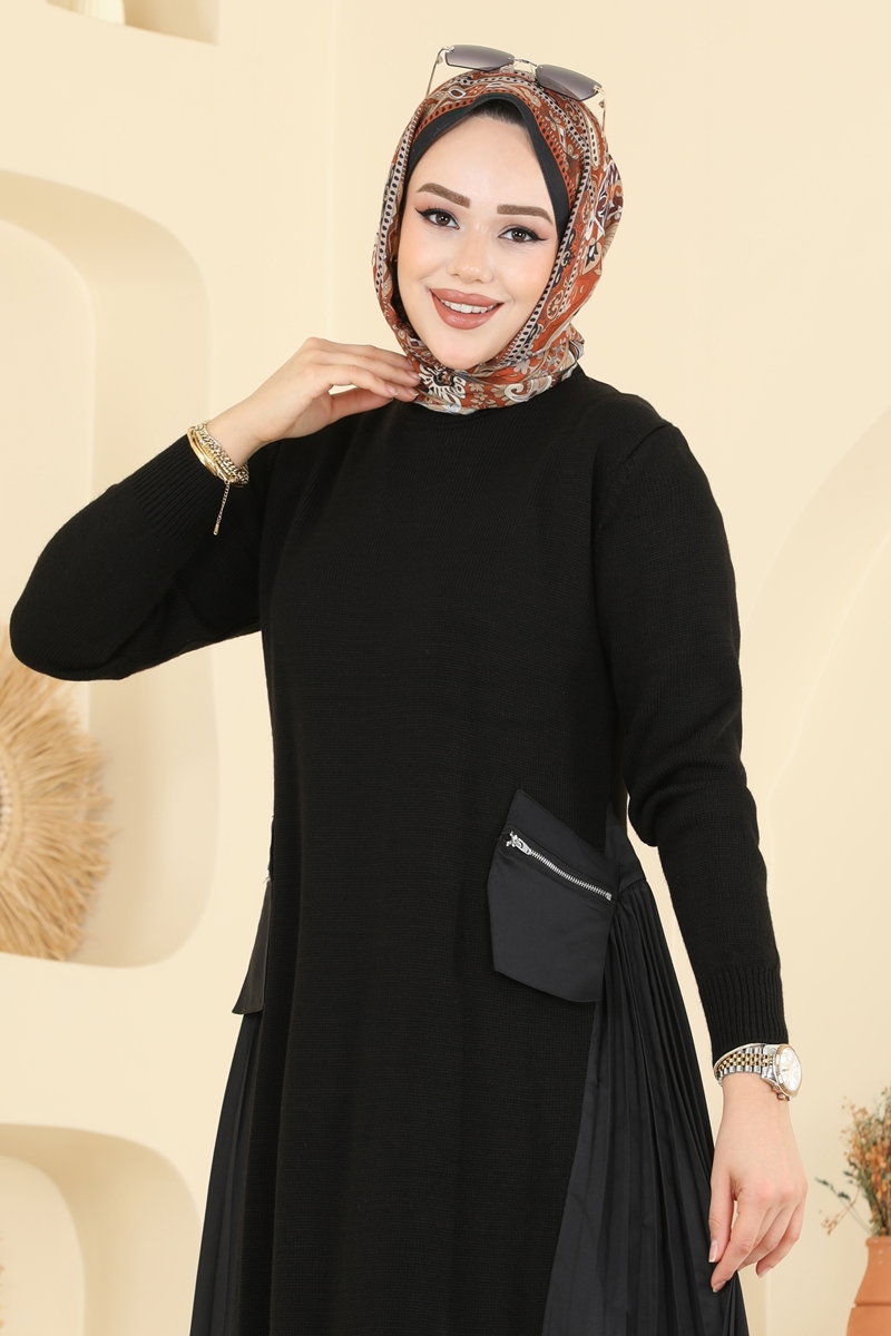 Yanları Piliseli Triko Elbise 7610UZ662 görsel 3