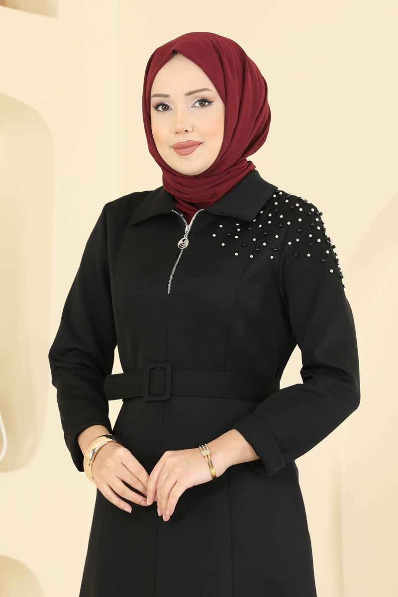 Omuzu Taşlı Scuba Elbise 5727EDF311 görsel 3