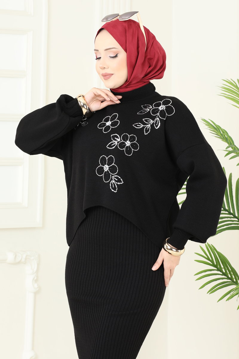 Çiçek Motifli Elbiseli Takım 1436MT581 görsel 3