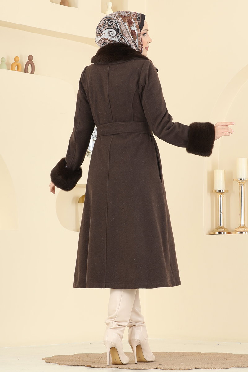 Beli Kuşaklı Kaşe Kaban 8159AB368 görsel 4