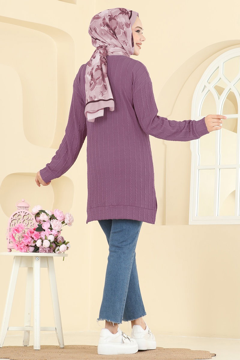 Yandan Yırtmaçlı Bürümcük Tunik 190BO429 görsel 4